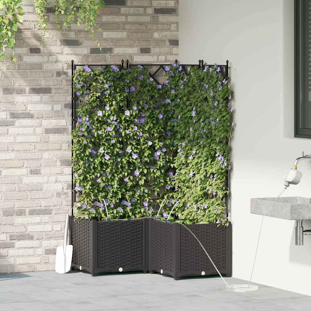 Garden Planter 3 pcs Black 80 x 80 x 142 cm PP