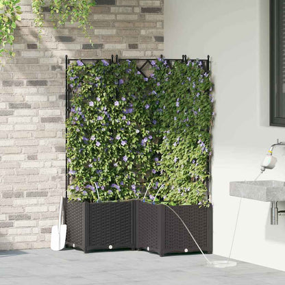 Garden Planter 3 pcs Black 80 x 80 x 142 cm PP