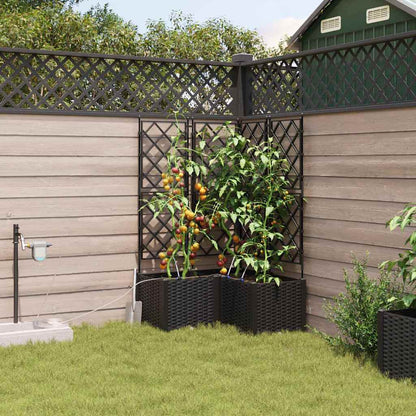 Garden Planter 3 pcs Black 80 x 80 x 142 cm PP