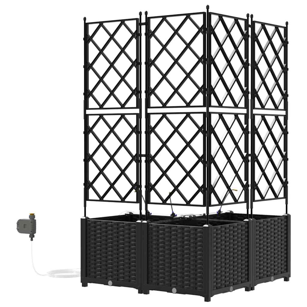 Garden Planter 3 pcs Black 80 x 80 x 142 cm PP