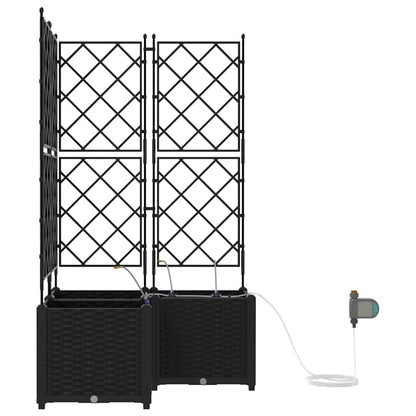 Garden Planter 3 pcs Black 80 x 80 x 142 cm PP