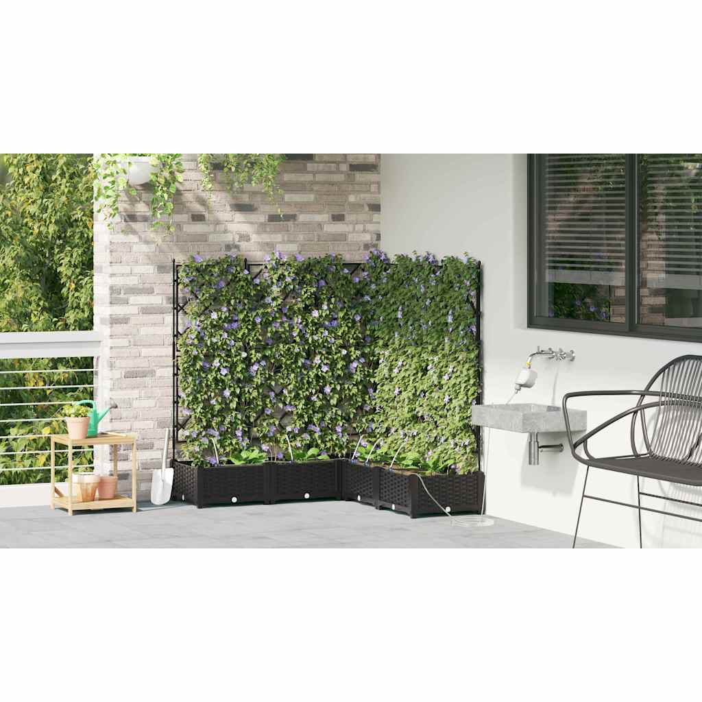 Garden Planter 5 pcs Black 120 x 120 x 126 cm PP