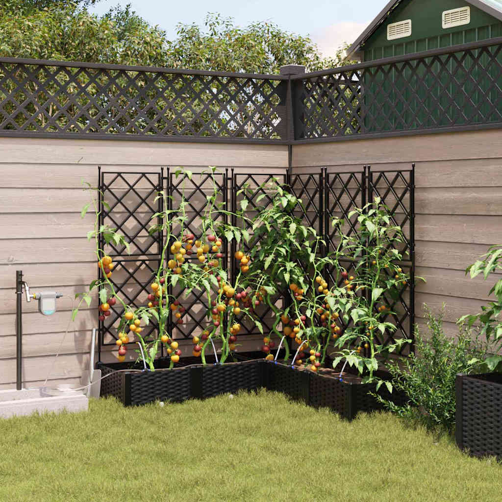 Garden Planter 5 pcs Black 120 x 120 x 126 cm PP