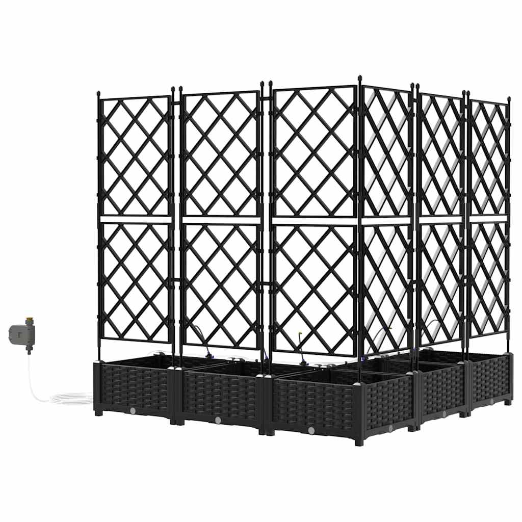 Garden Planter 5 pcs Black 120 x 120 x 126 cm PP