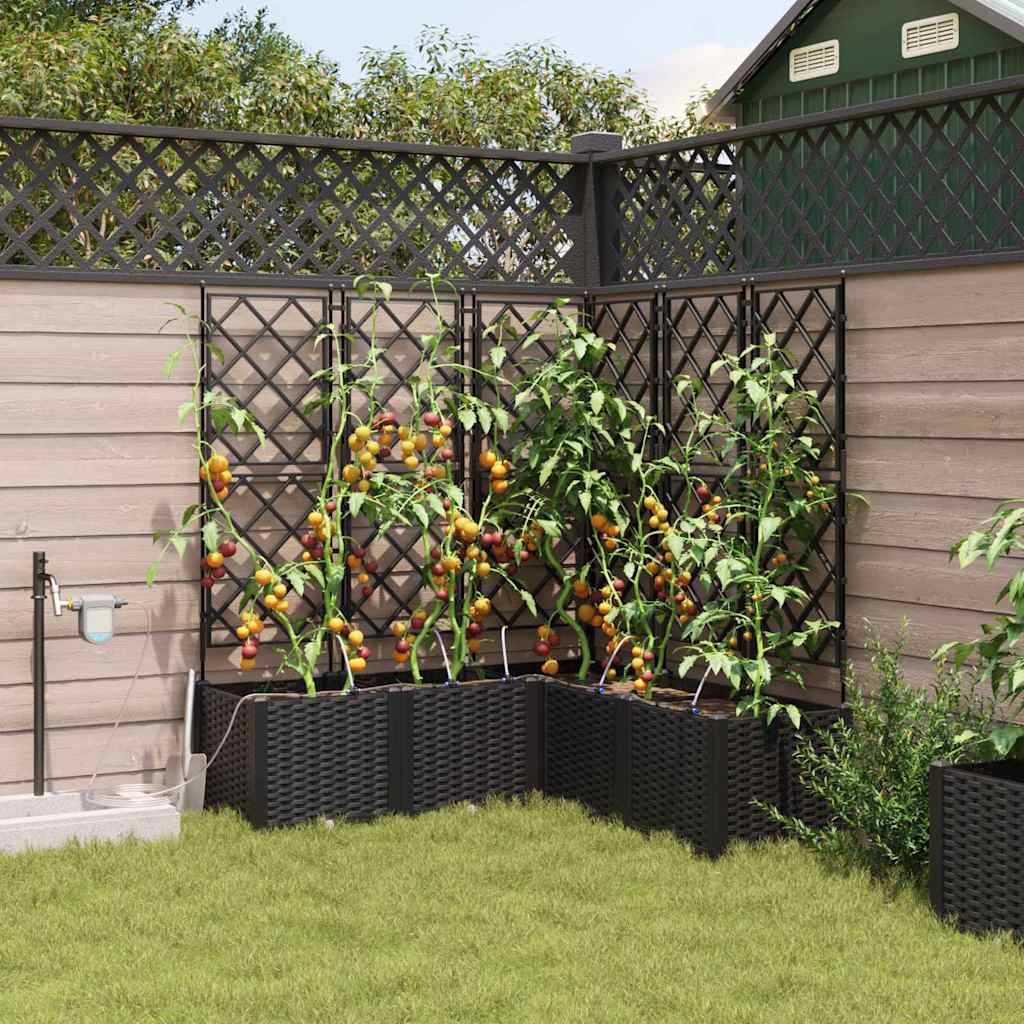 Garden Planter 5 pcs Black 120 x 120 x 142 cm PP