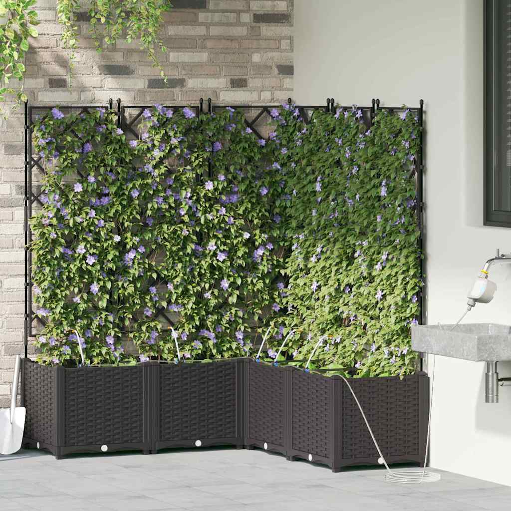 Garden Planter 5 pcs Black 120 x 120 x 142 cm PP