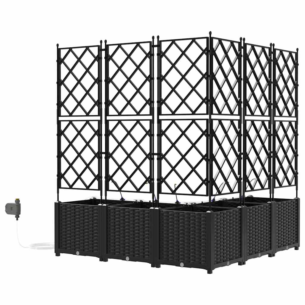 Garden Planter 5 pcs Black 120 x 120 x 142 cm PP