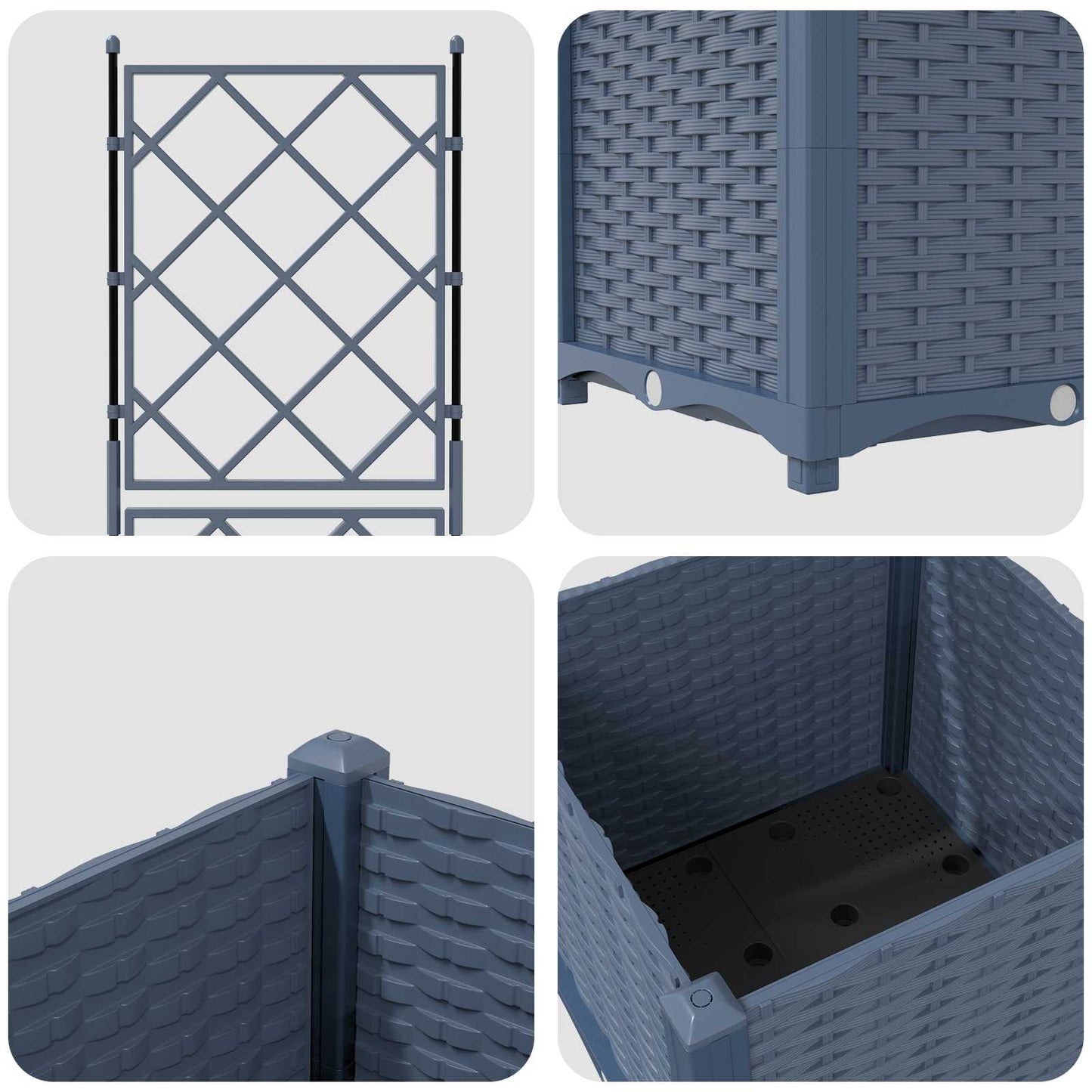Garden Planter Grey 40 x 40 x 143 cm PP