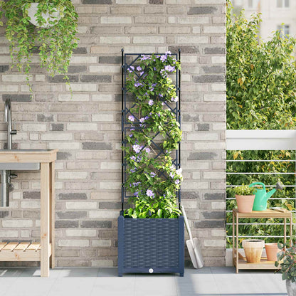 Garden Planter Grey 40 x 40 x 143 cm PP