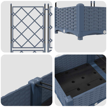 Garden Planter 2 pcs Grey 80 x 40 x 125.5 cm PP