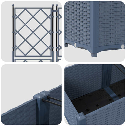 Garden Planter 2 pcs Grey 80 x 40 x 143 cm PP