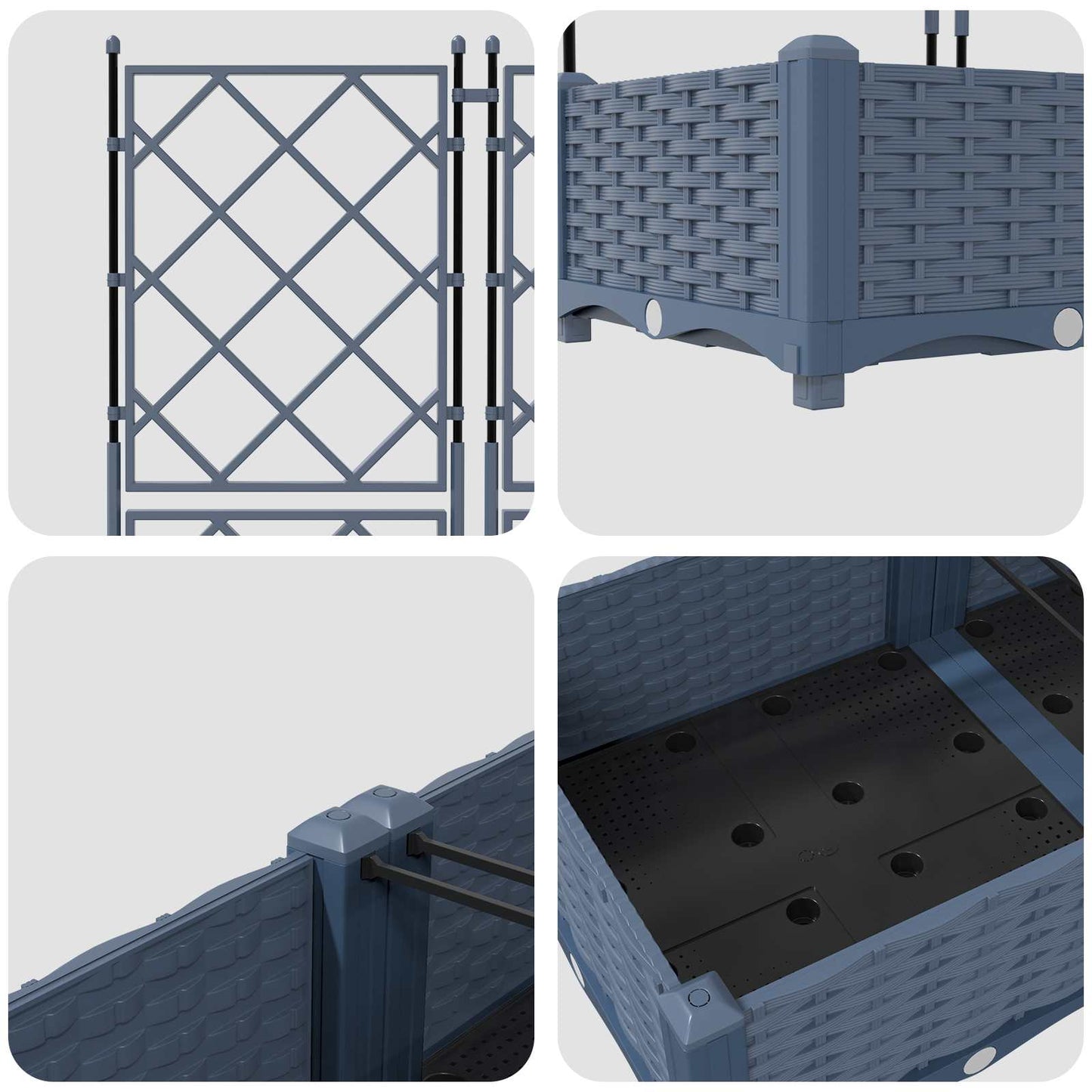Garden Planter 3 pcs Grey 120 x 40 x 125.5 cm PP