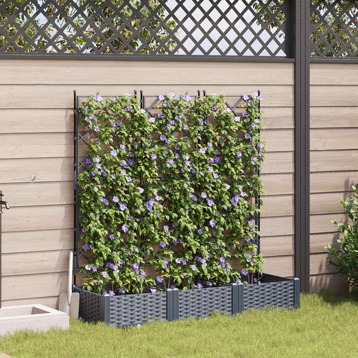 Garden Planter 3 pcs Grey 120 x 40 x 125.5 cm PP