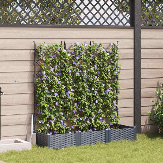Garden Planter 3 pcs Grey 120 x 40 x 125.5 cm PP
