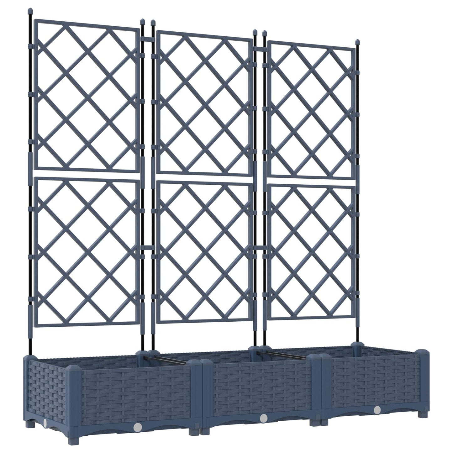 Garden Planter 3 pcs Grey 120 x 40 x 125.5 cm PP