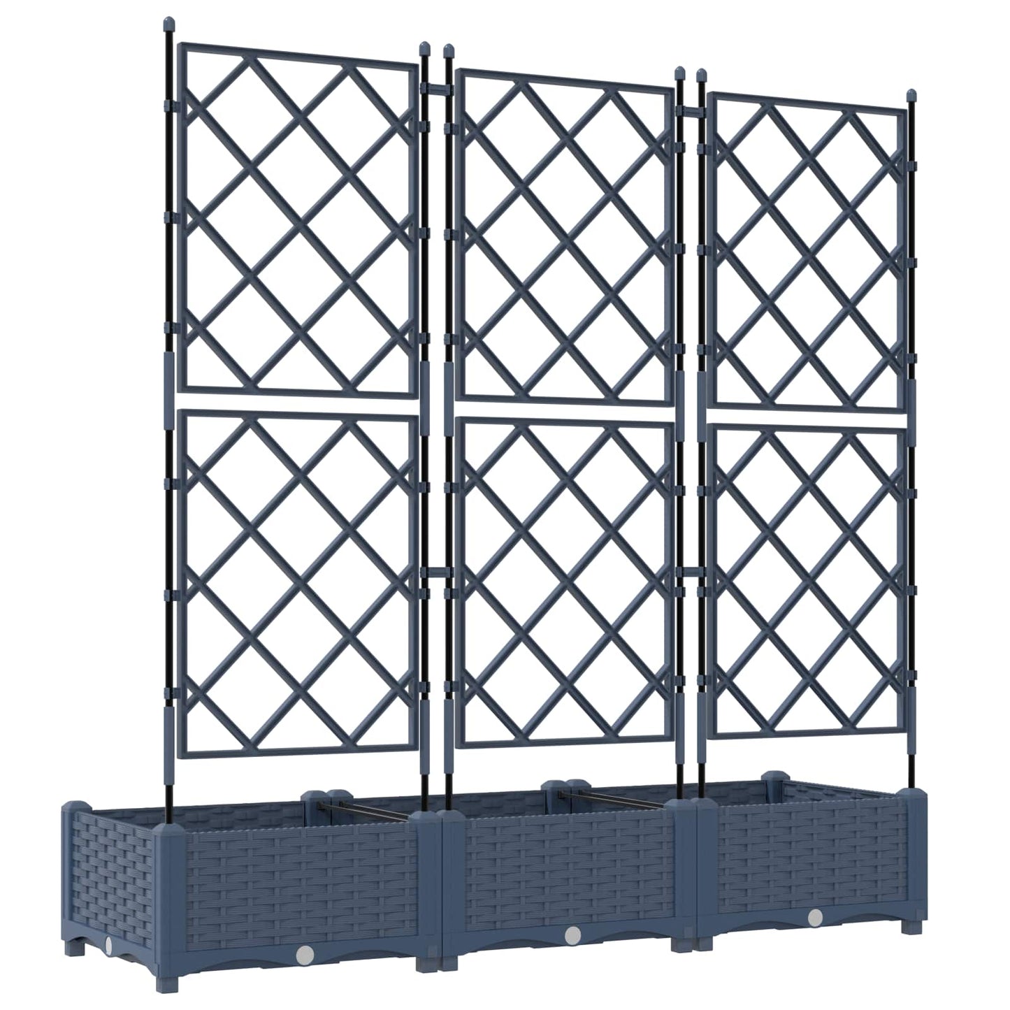 Garden Planter 3 pcs Grey 120 x 40 x 125.5 cm PP
