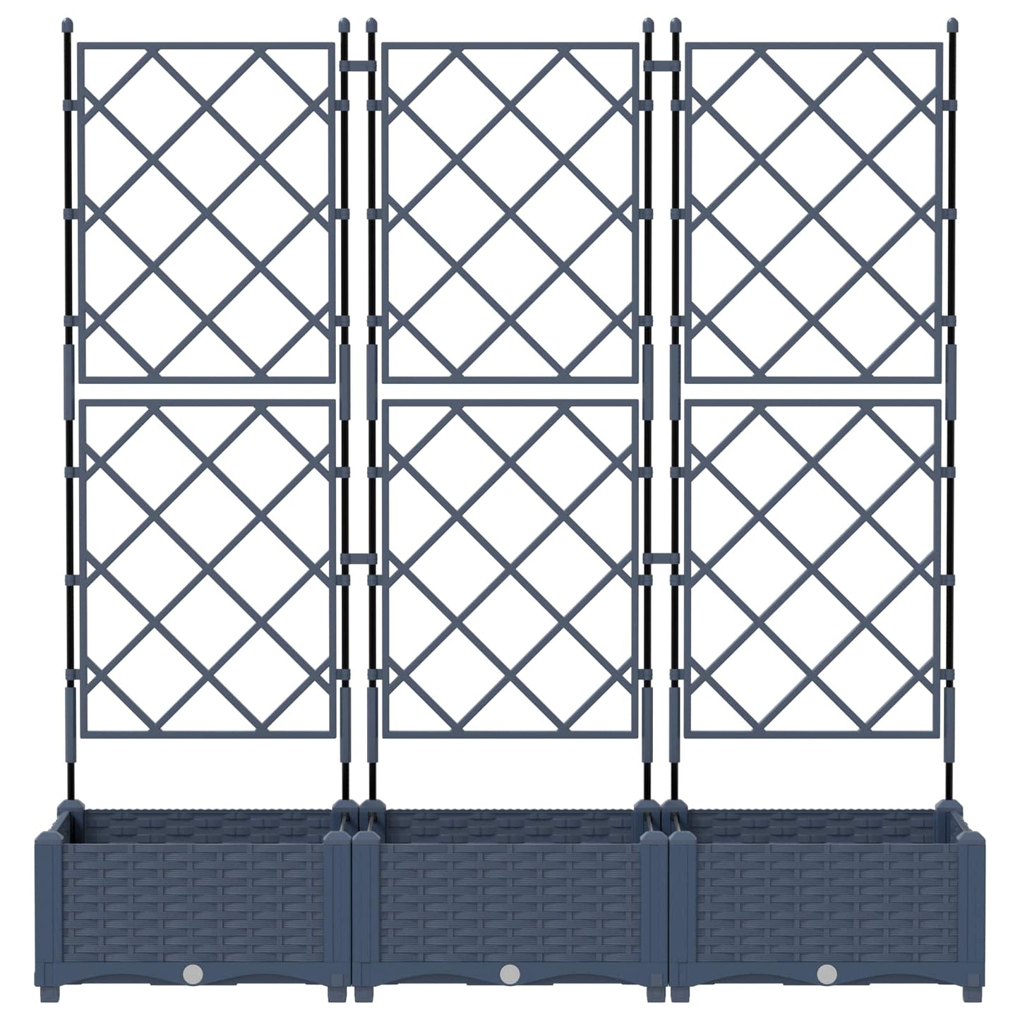 Garden Planter 3 pcs Grey 120 x 40 x 125.5 cm PP