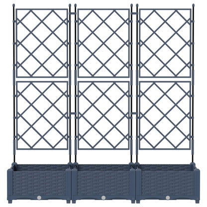 Garden Planter 3 pcs Grey 120 x 40 x 125.5 cm PP