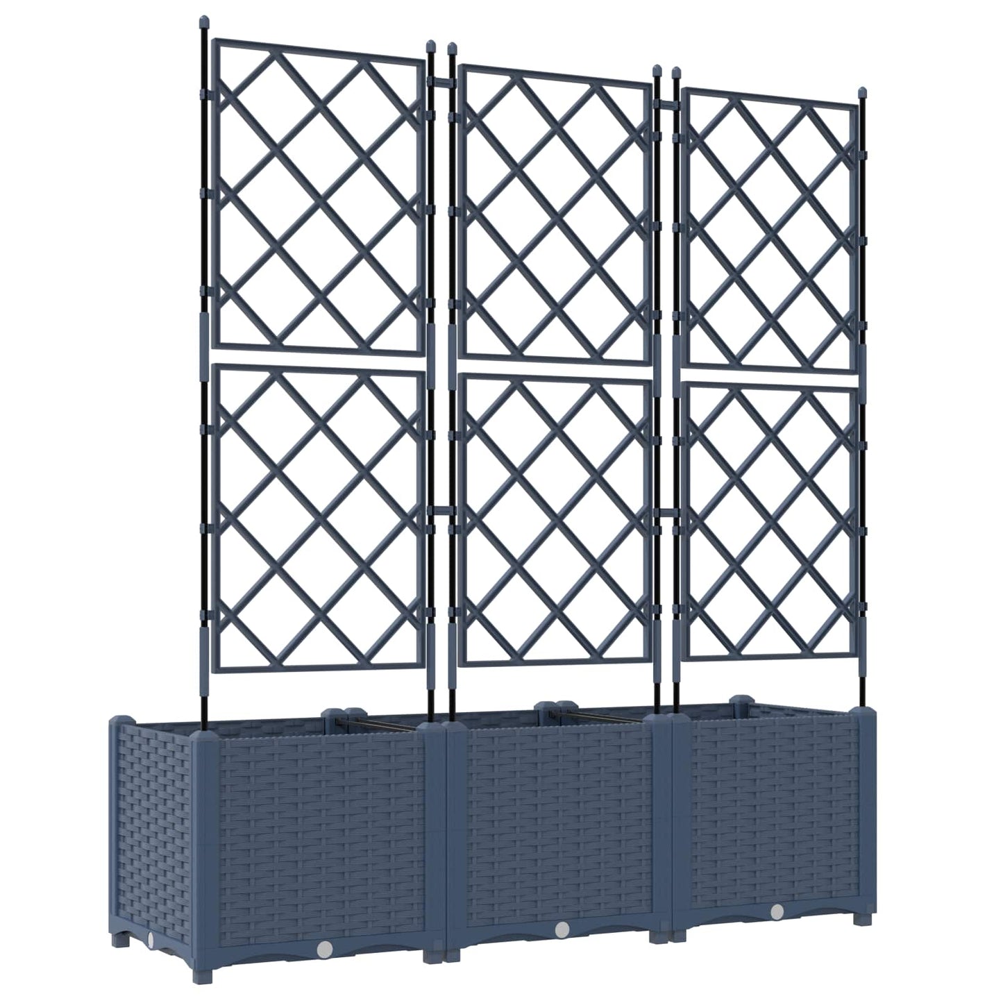 Garden Planter 3 pcs Grey 120 x 40 x 143 cm PP