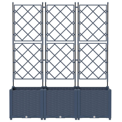 Garden Planter 3 pcs Grey 120 x 40 x 143 cm PP