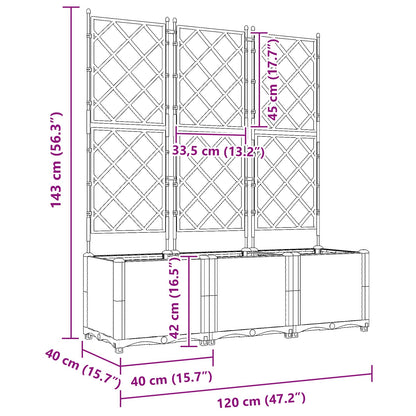 Garden Planter 3 pcs Grey 120 x 40 x 143 cm PP