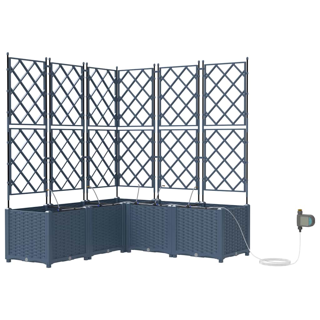 Garden Planter 3 pcs Grey 80 x 80 x 143 cm PP