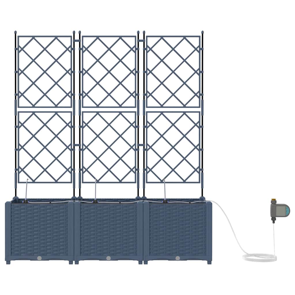 Garden Planter 3 pcs Grey 80 x 80 x 143 cm PP