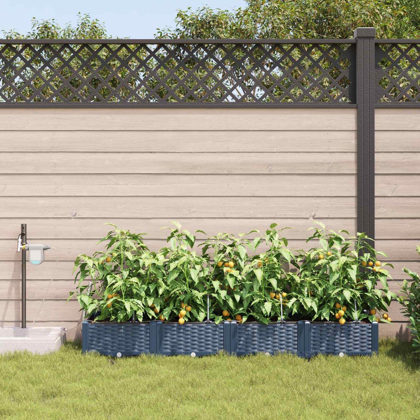 Garden Planter 4 pcs Grey 160 x 40 x 22 cm PP