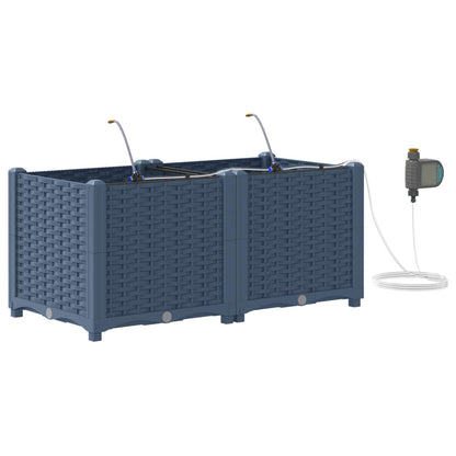 Garden Planter 2 pcs Grey 80 x 40 x 37.5 cm PP