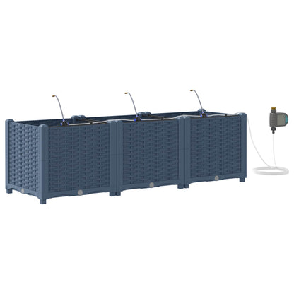 Garden Planter 3 pcs Grey 120 x 40 x 37.5 cm PP