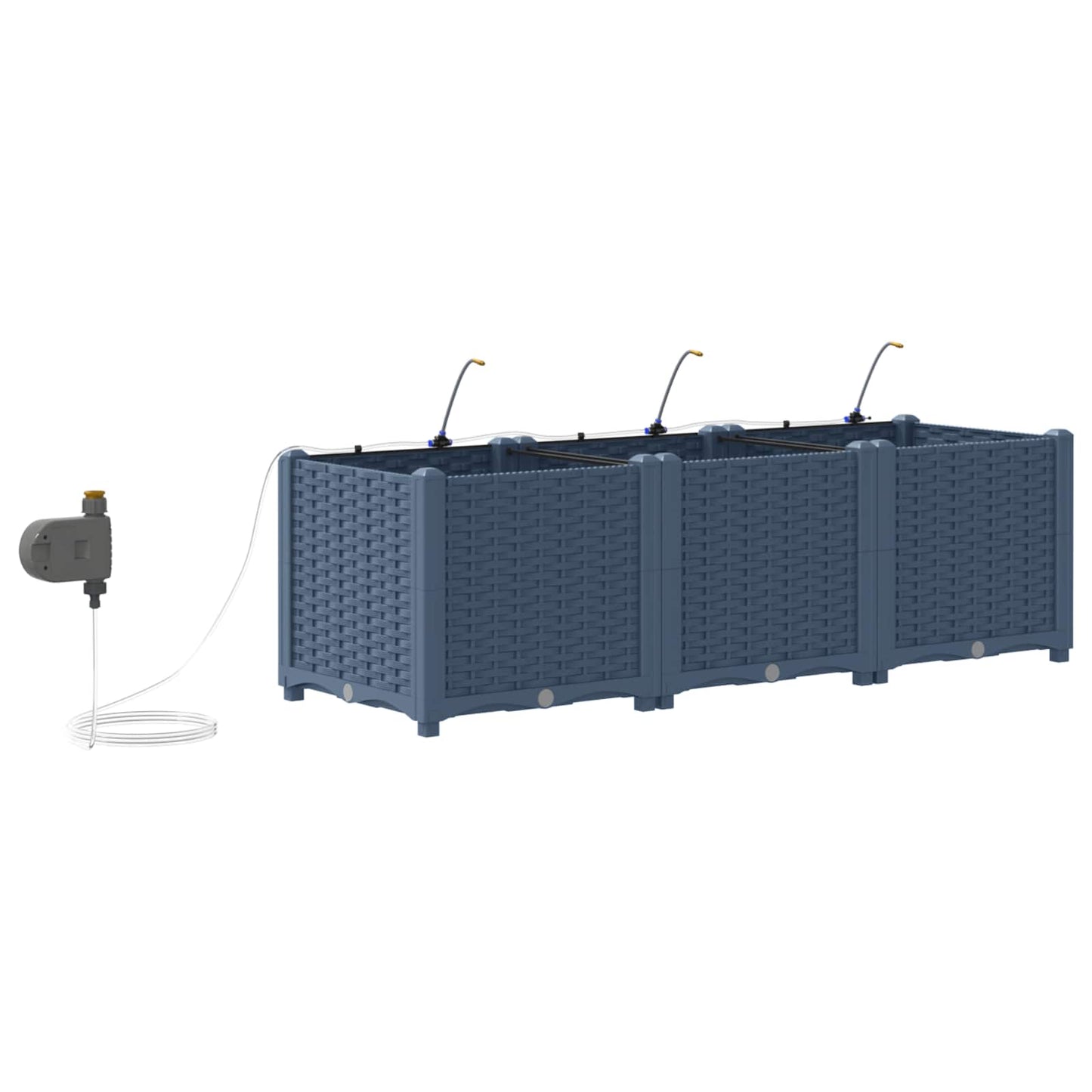 Garden Planter 3 pcs Grey 120 x 40 x 37.5 cm PP