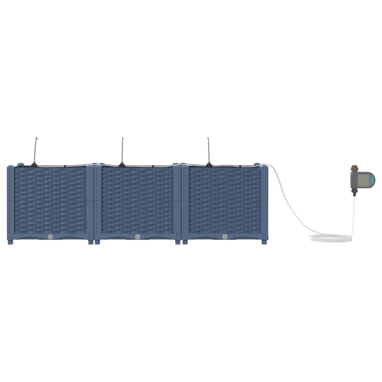 Garden Planter 3 pcs Grey 120 x 40 x 37.5 cm PP