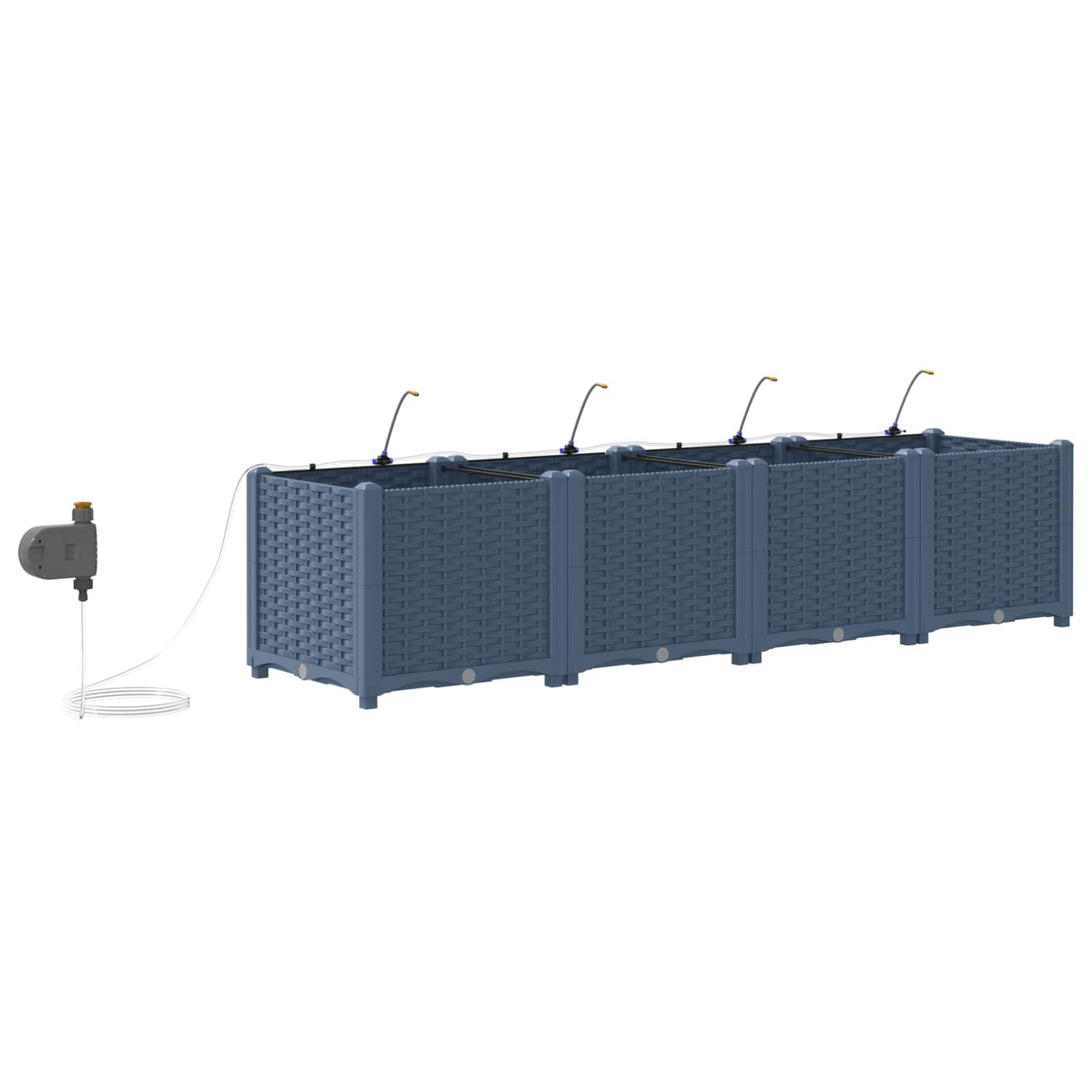 Garden Planter 4 pcs Grey 160 x 40 x 37.5 cm PP