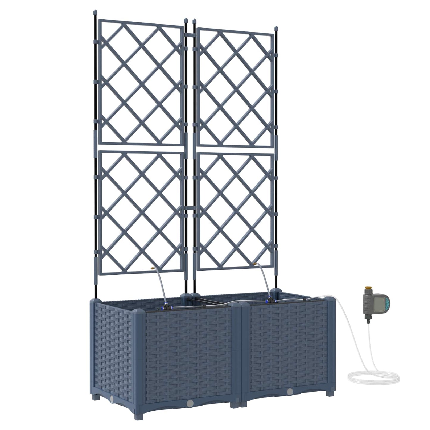 Garden Planter 2 pcs Grey 80 x 40 x 142 cm PP