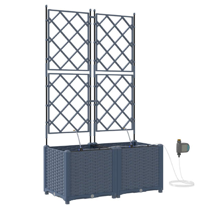 Garden Planter 2 pcs Grey 80 x 40 x 142 cm PP