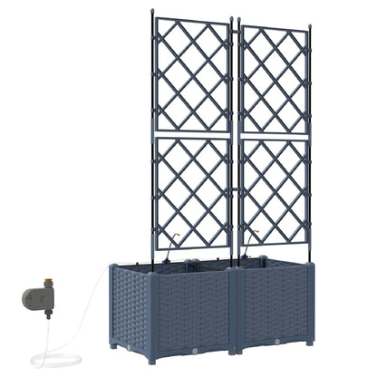 Garden Planter 2 pcs Grey 80 x 40 x 142 cm PP