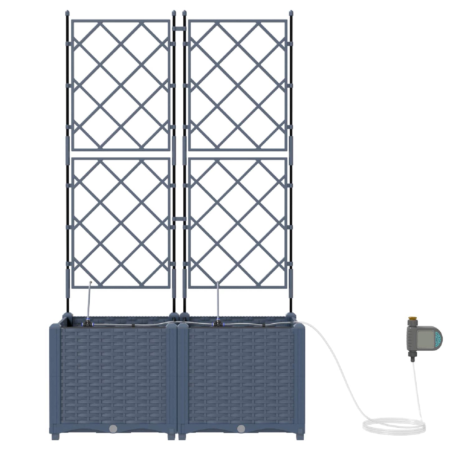 Garden Planter 2 pcs Grey 80 x 40 x 142 cm PP