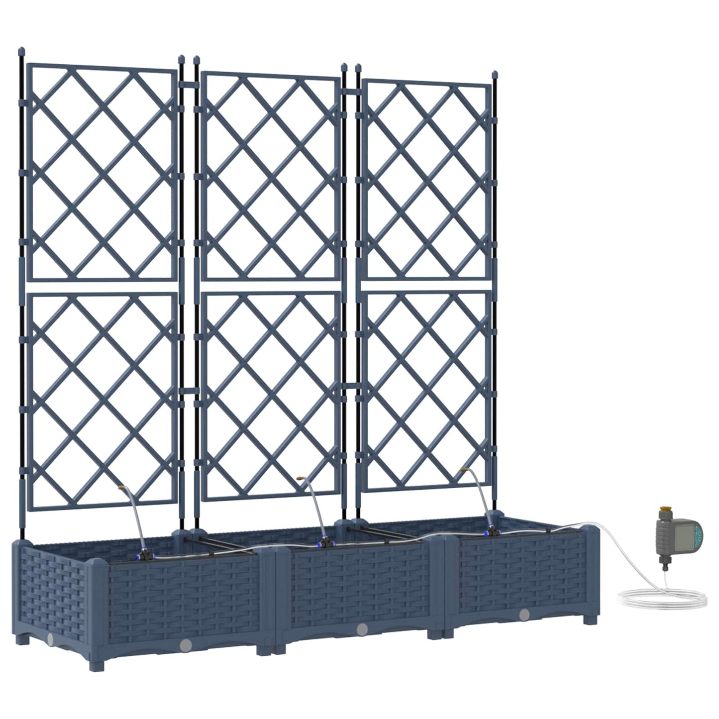 Garden Planter 3 pcs Grey 120 x 40 x 126 cm PP