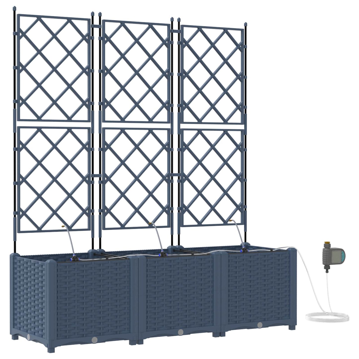 Garden Planter 3 pcs Grey 120 x 40 x 142 cm PP