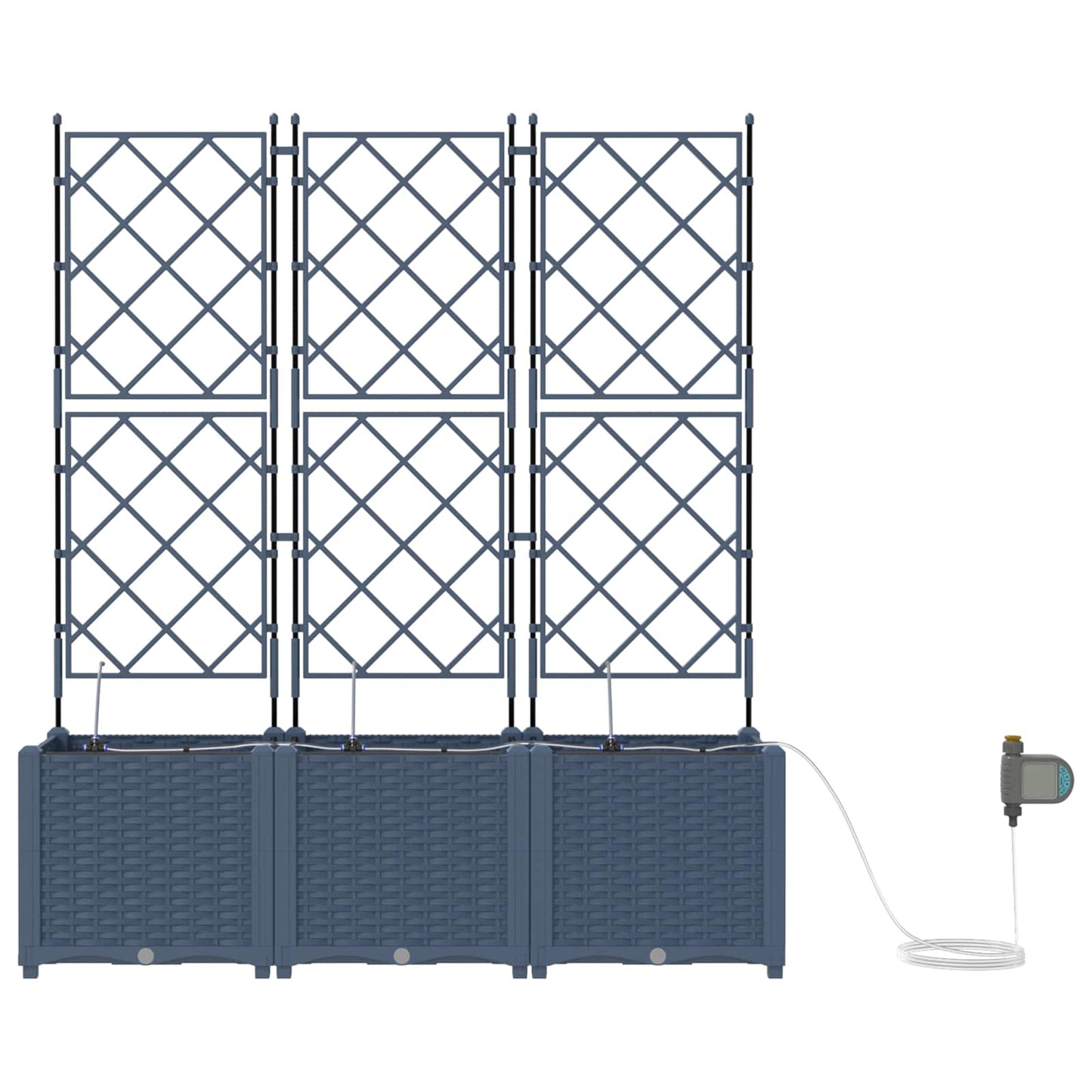Garden Planter 3 pcs Grey 120 x 40 x 142 cm PP