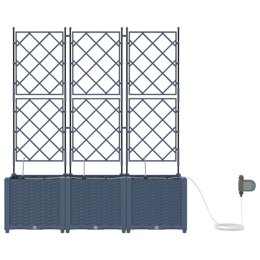 Garden Planter 3 pcs Grey 120 x 40 x 142 cm PP