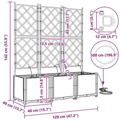 Garden Planter 3 pcs Grey 120 x 40 x 142 cm PP