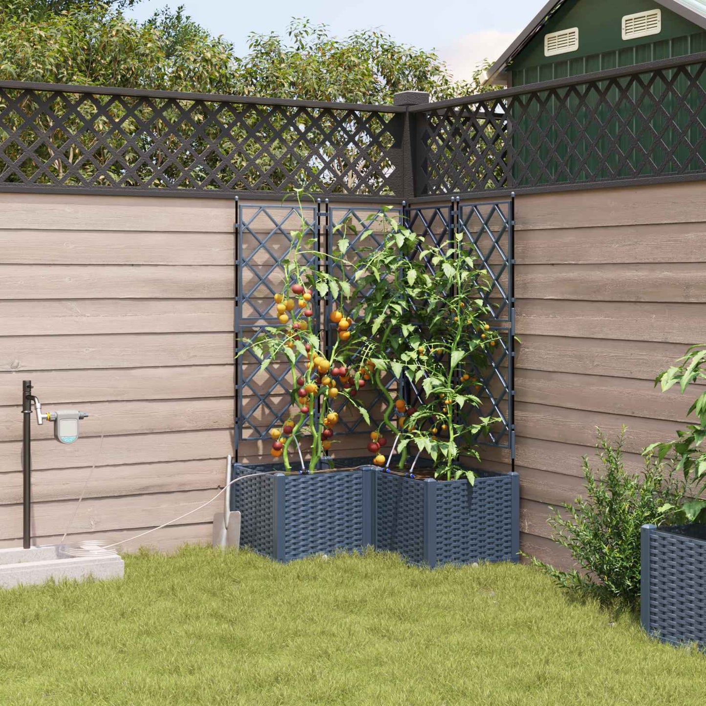 Garden Planter 3 pcs Grey 80 x 80 x 142 cm PP