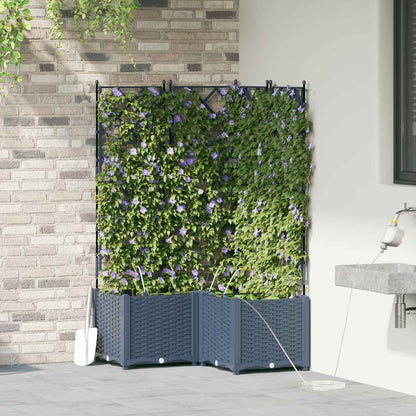 Garden Planter 3 pcs Grey 80 x 80 x 142 cm PP