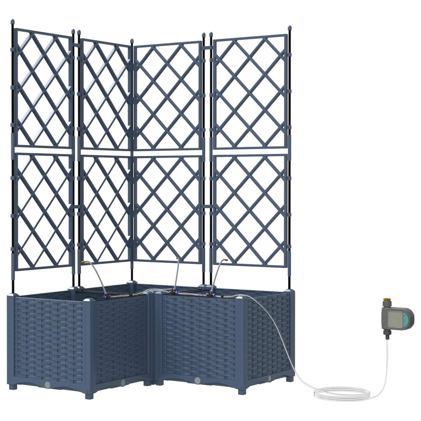 Garden Planter 3 pcs Grey 80 x 80 x 142 cm PP