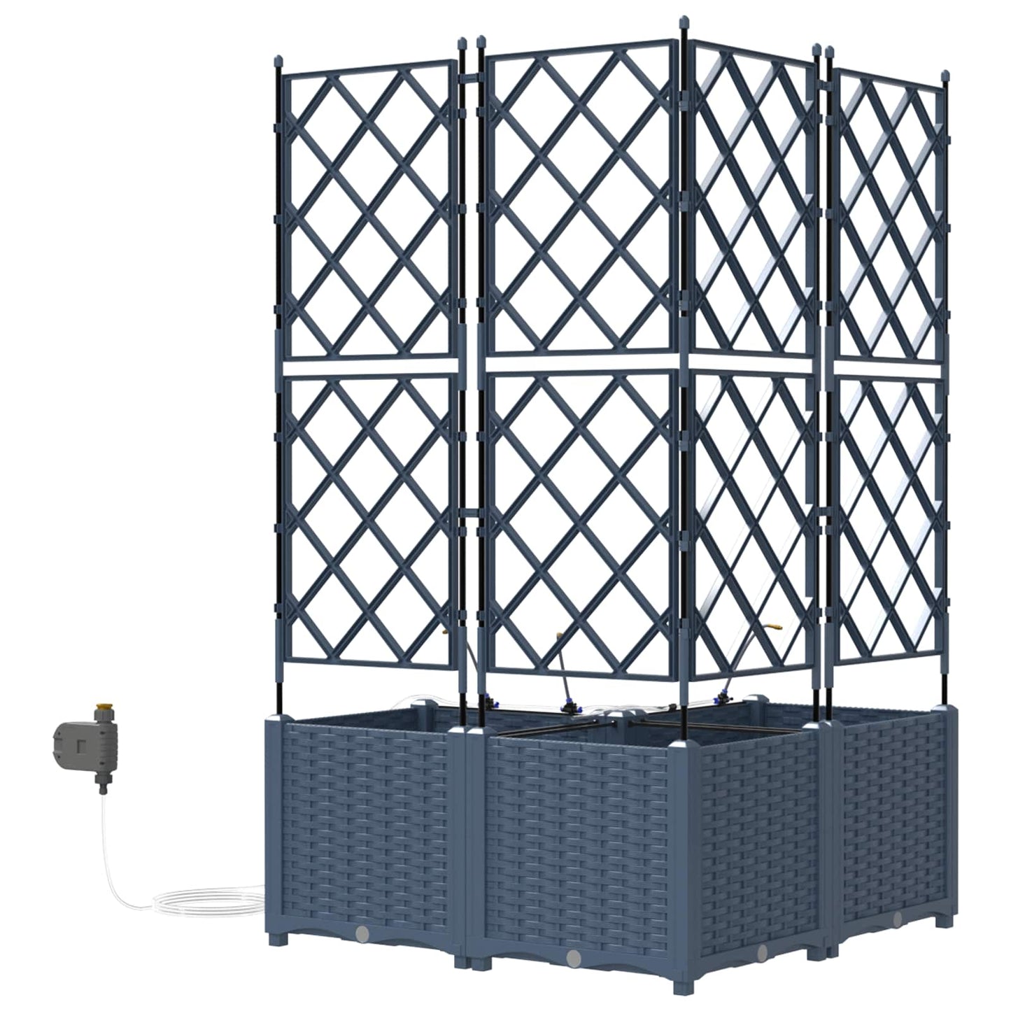 Garden Planter 3 pcs Grey 80 x 80 x 142 cm PP