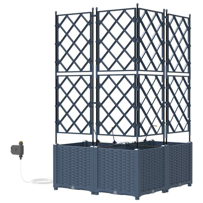 Garden Planter 3 pcs Grey 80 x 80 x 142 cm PP