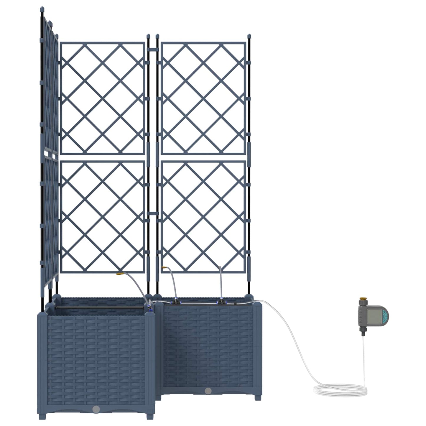 Garden Planter 3 pcs Grey 80 x 80 x 142 cm PP