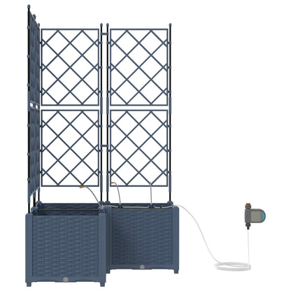 Garden Planter 3 pcs Grey 80 x 80 x 142 cm PP