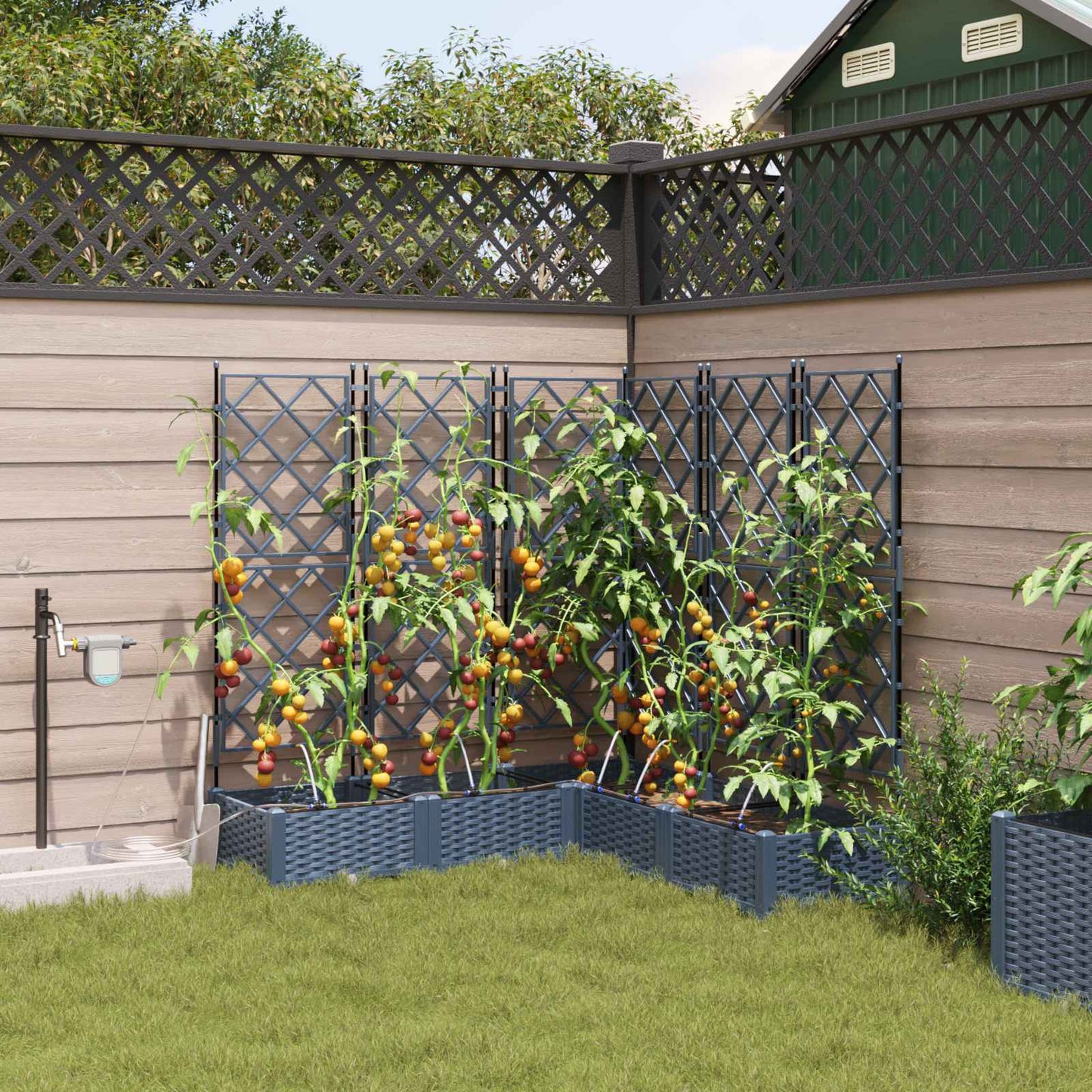 Garden Planter 5 pcs Grey 120 x 120 x 126 cm PP